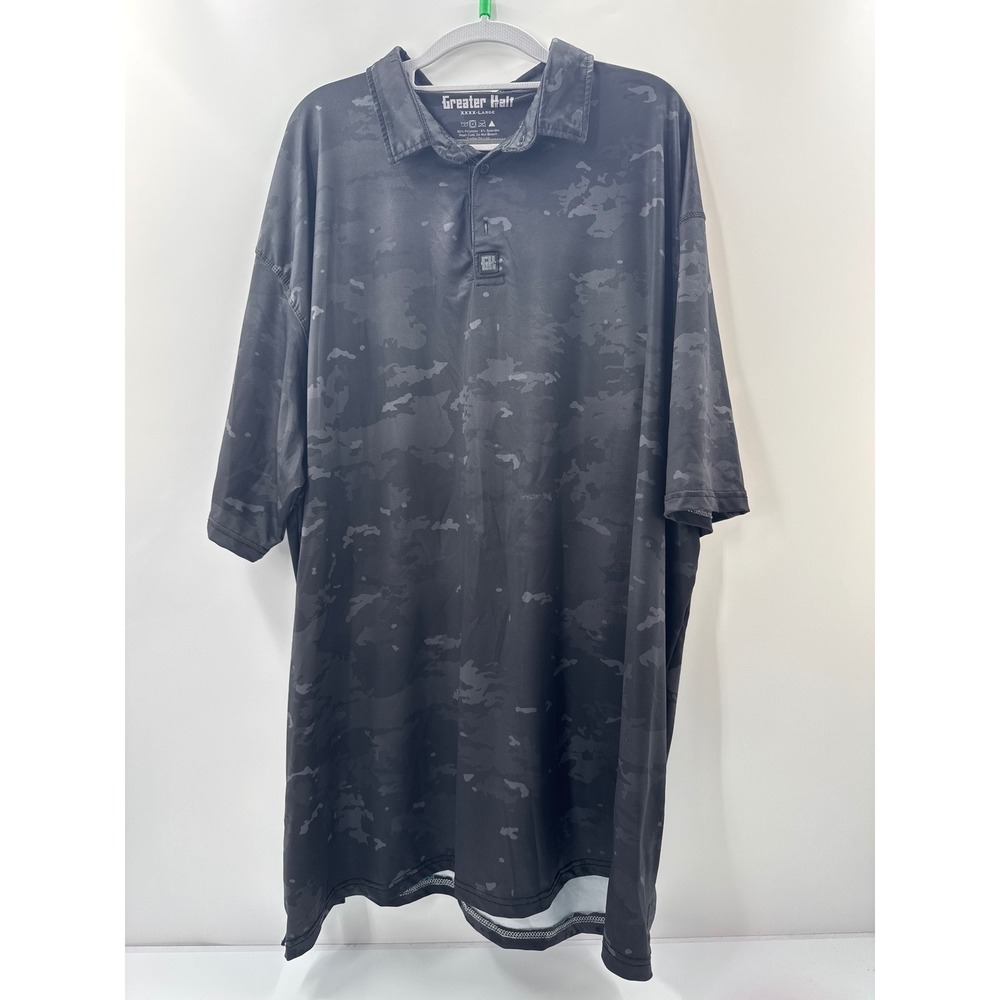 Greater Half Mens 4XL Black Camo Performance Polo Shirt Short Sleeve Stretch GH